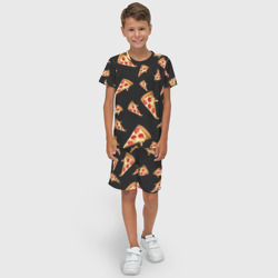 Детский костюм с шортами 3D Куски пиццы на черном фоне - фото 2