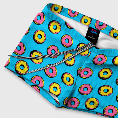 Мужские купальные плавки 3D Желтые и розовые пончики, цвет 3D печать - фото 6