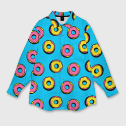 Мужская рубашка oversize 3D Желтые и розовые пончики