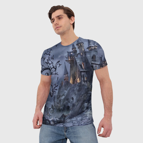 Мужская футболка 3D Старый заброшенный замок - halloween, цвет 3D печать - фото 3