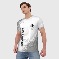 Мужская футболка 3D No Man's Sky glitch на светлом фоне: надпись, символ - фото 2
