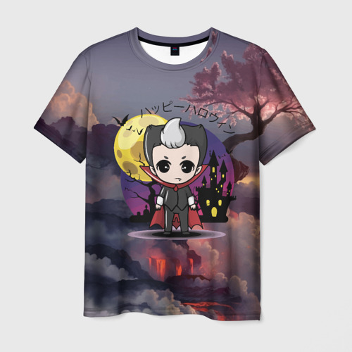 Мужская футболка 3D с принтом Японский вампир - малолетка - сакура, вид спереди #2