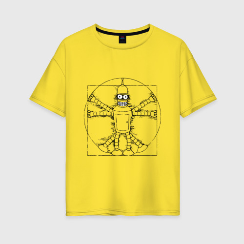 Женская футболка хлопок Oversize Vitruvian Bender, цвет желтый