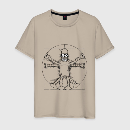 Мужская футболка хлопок Vitruvian Bender, цвет миндальный