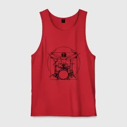 Мужская майка хлопок Vitruvian drummer