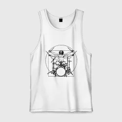Мужская майка хлопок Vitruvian drummer