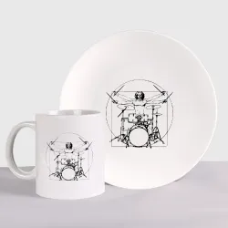 Набор: тарелка + кружка Vitruvian drummer