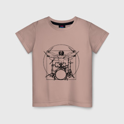 Детская футболка хлопок Vitruvian drummer