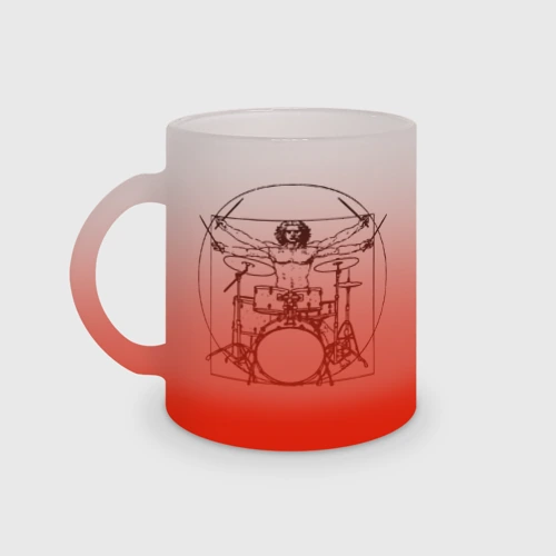 Кружка матовая стеклянная Vitruvian drummer