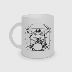 Кружка матовая стеклянная Vitruvian drummer