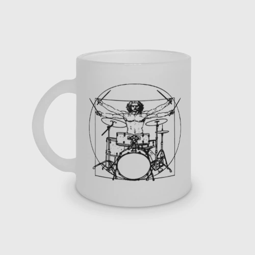 Кружка матовая стеклянная Vitruvian drummer