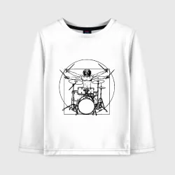 Детский лонгслив хлопок Vitruvian drummer