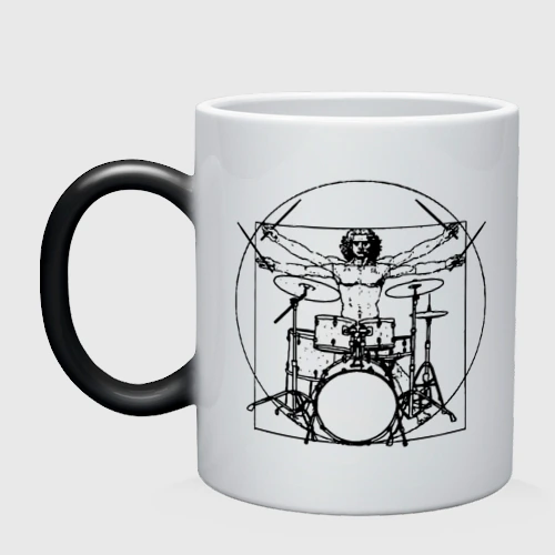 Кружка хамелеон Vitruvian drummer