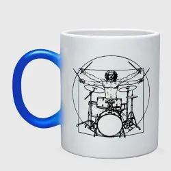 Кружка хамелеон Vitruvian drummer