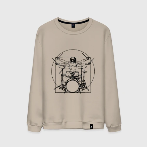 Мужской свитшот хлопок Vitruvian drummer