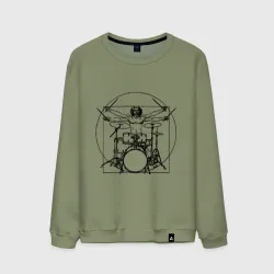 Мужской свитшот хлопок Vitruvian drummer