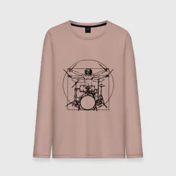 Мужской лонгслив хлопок Vitruvian drummer
