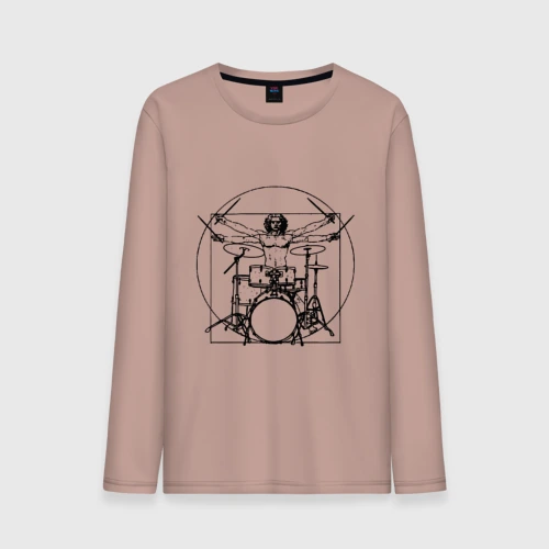 Мужской лонгслив хлопок Vitruvian drummer