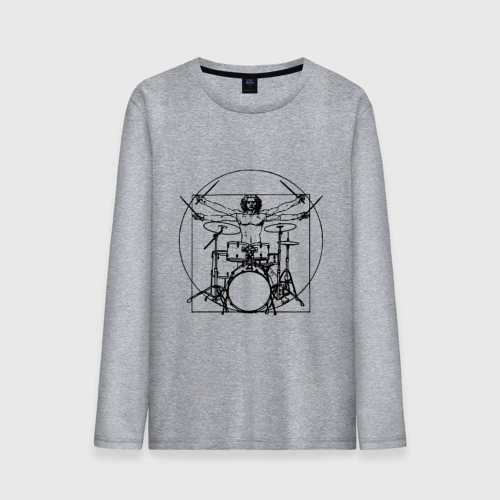 Мужской лонгслив хлопок Vitruvian drummer