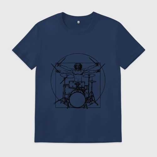 Мужская футболка хлопок Vitruvian drummer