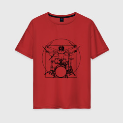 Женская футболка хлопок Oversize Vitruvian drummer