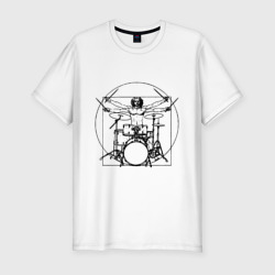 Мужская футболка хлопок Slim Vitruvian drummer