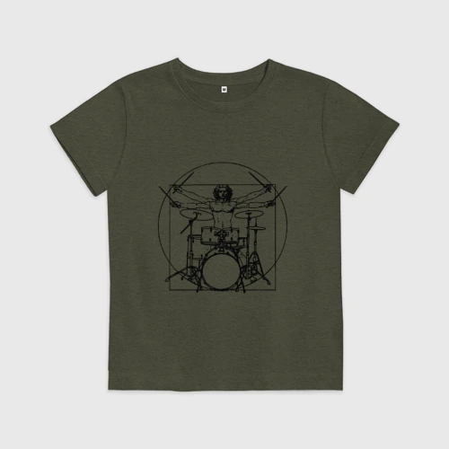 Детская футболка хлопок Vitruvian drummer