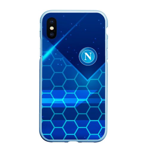 Чехол для iPhone XS Max матовый Napoli Соты абстракция, цвет голубой