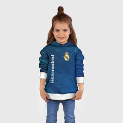 Толстовка с принтом Real Madrid голубая абстракция для ребенка, вид на модели спереди №3. Цвет основы: белый