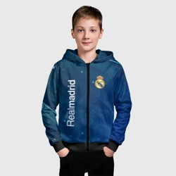 Детская толстовка 3D на молнии Real Madrid голубая абстракция - фото 2