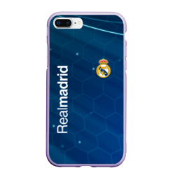 Чехол для iPhone 7Plus/8 Plus матовый Real Madrid голубая абстракция