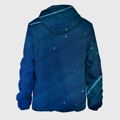 Мужская куртка 3D с принтом Real madrid голубая абстракция, вид сзади #1