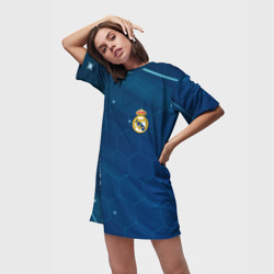 Платье-футболка 3D Real Madrid голубая абстракция - фото 2