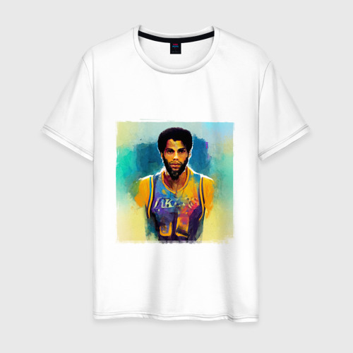 Мужская футболка из хлопка с принтом Акварельная иллюстрация с Карим Абдул-Джаббар, вид спереди №1