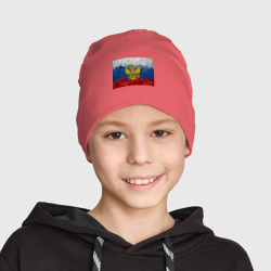 Детская шапка демисезонная Герб России и триколор - рисунок - фото 2