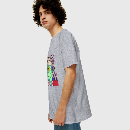 Мужская футболка хлопок Oversize с принтом Fear Johnny Depp, вид сбоку #3