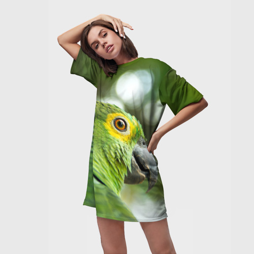 Платье-футболка 3D Попугaй, цвет 3D печать - фото 3