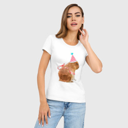 Женская футболка хлопок Slim Праздничная капибара - фото 2