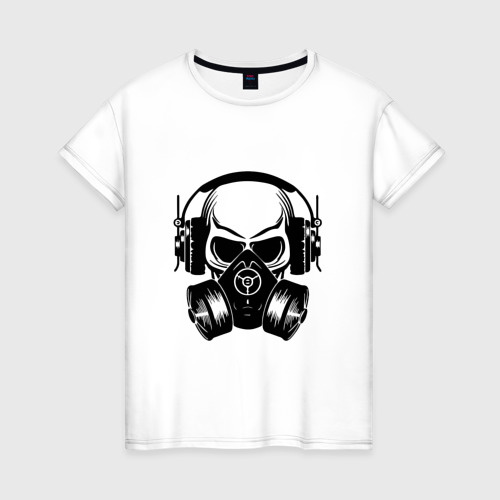 Женская футболка из хлопка с принтом Drum and bass DJ, вид спереди №1