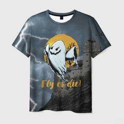 Мужская футболка 3D Fly or die - castle