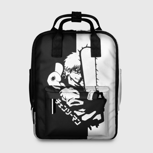 Женский рюкзак 3D с принтом Человек-бензопила Дэндзи и Почита, вид спереди #2