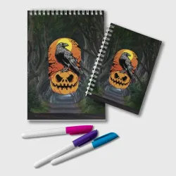 Блокнот Ворон, сидящий на тыкве - Halloween