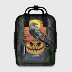 Женский рюкзак 3D Ворон, сидящий на тыкве - Halloween