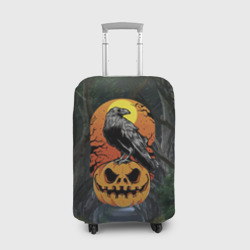Чехол для чемодана 3D Ворон, сидящий на тыкве - Halloween