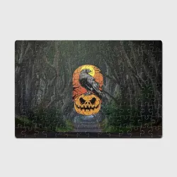 Головоломка Пазл магнитный 126 элементов Ворон, сидящий на тыкве - Halloween