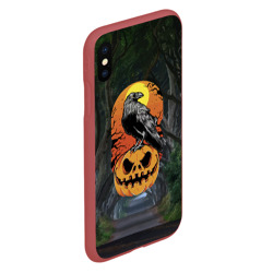 Чехол для iPhone XS Max матовый Ворон, сидящий на тыкве - Halloween - фото 2