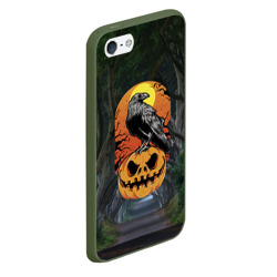 Чехол для iPhone 5/5S матовый Ворон, сидящий на тыкве - Halloween - фото 2