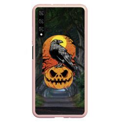 Чехол для Honor 20 Ворон, сидящий на тыкве - Halloween