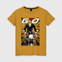 Женская футболка хлопок GTO - Onizuka biker