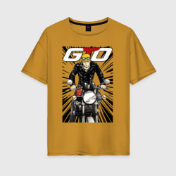 Женская футболка хлопок Oversize GTO - Onizuka biker